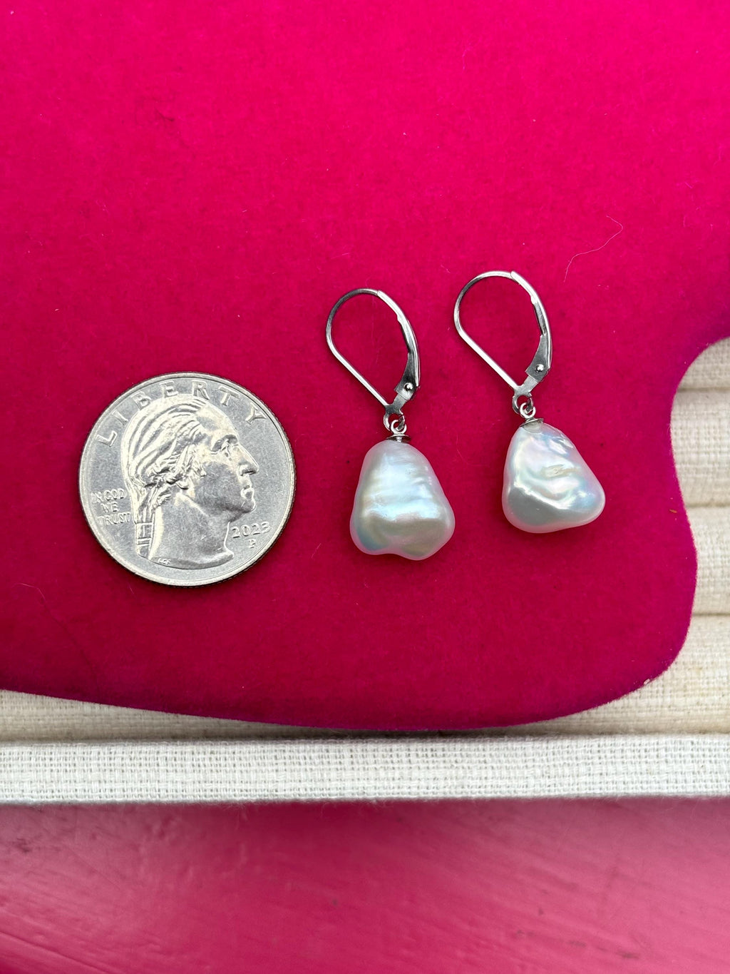 Sterling Silver White Keshi Freshwater Cultured Pearl Earrings