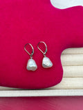 Sterling Silver White Keshi Freshwater Cultured Pearl Earrings