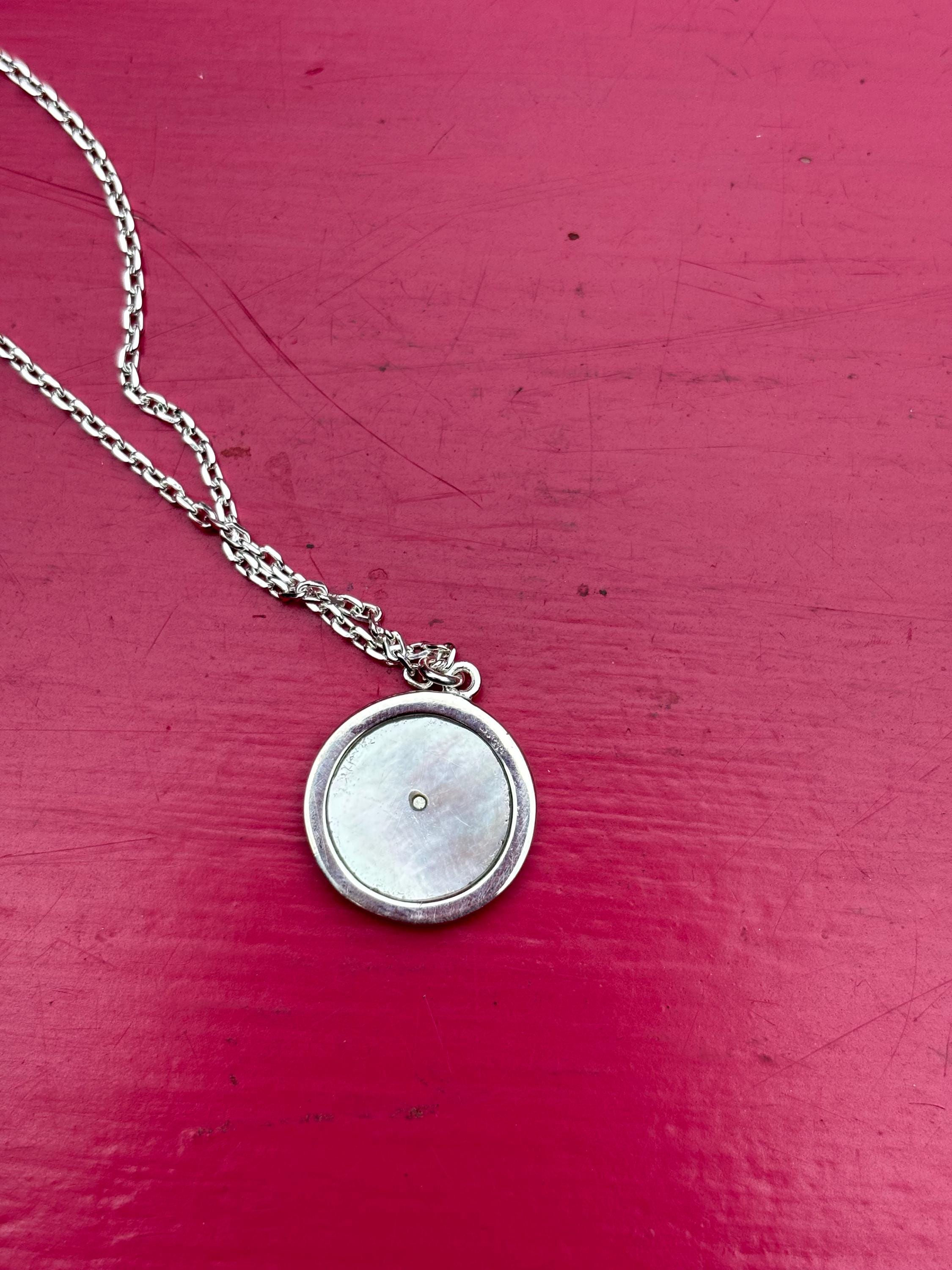 Sterling Silver Polished Mother Of Pearl Cross Necklace
