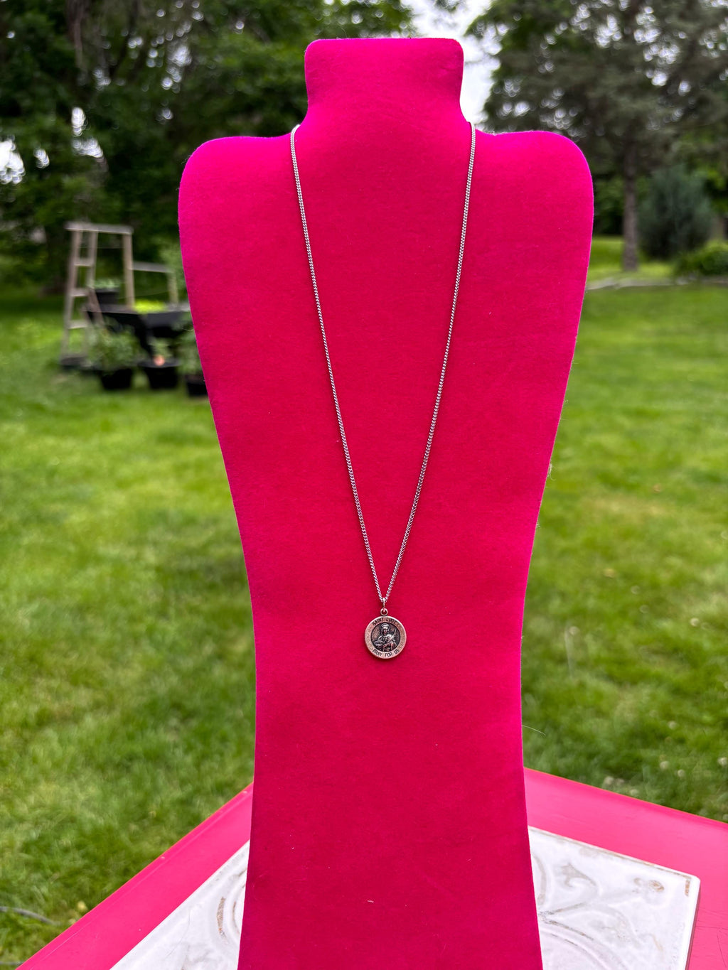 Sterling Silver St. Lucy Medal Necklace