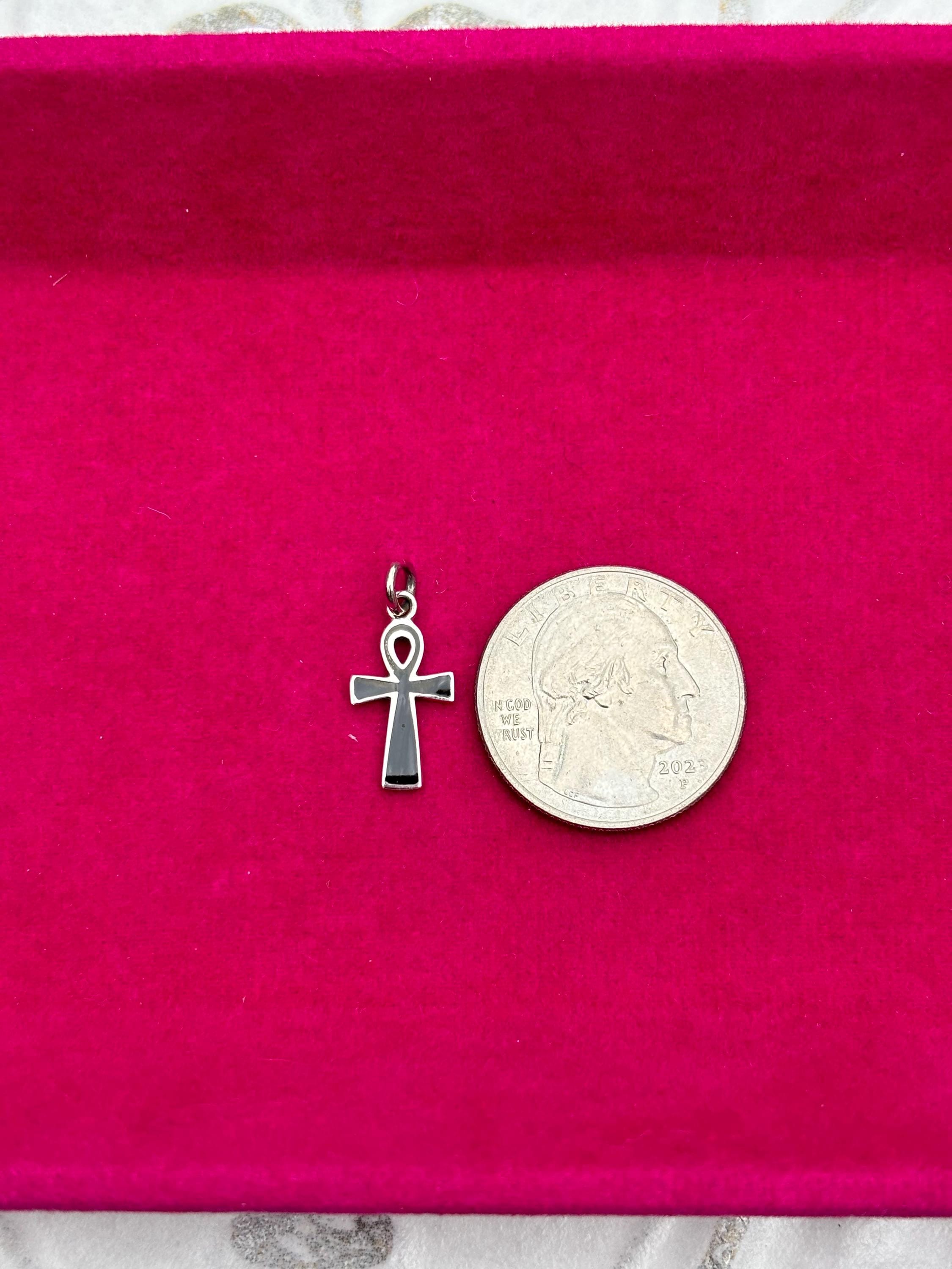 Sterling Silver Black Enamel Cross Pendant