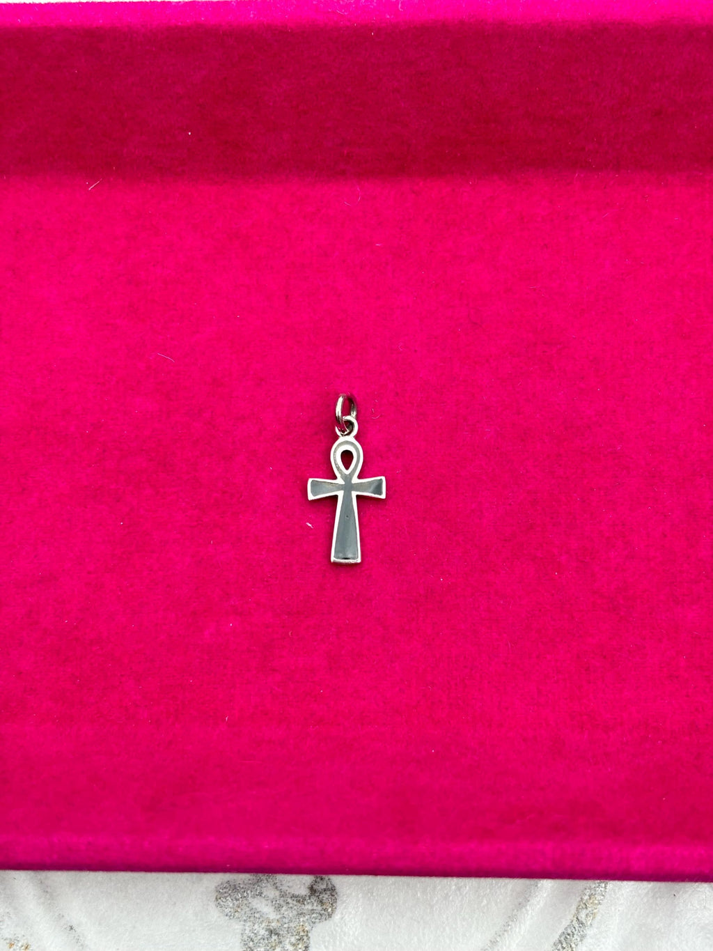Sterling Silver Black Enamel Cross Pendant