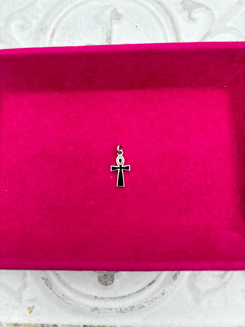 Sterling Silver Black Enamel Cross Pendant