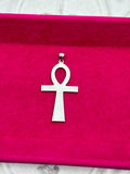 Sterling Silver Rhodium-plated Ankh Cross Pendant