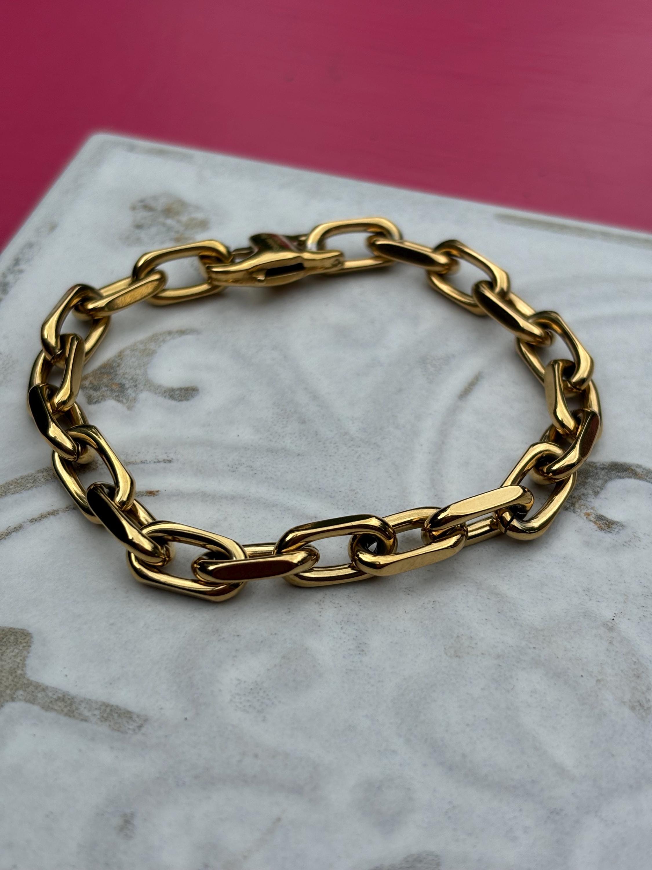 Gold Plated Sterling Silver Chain Link Bracelet