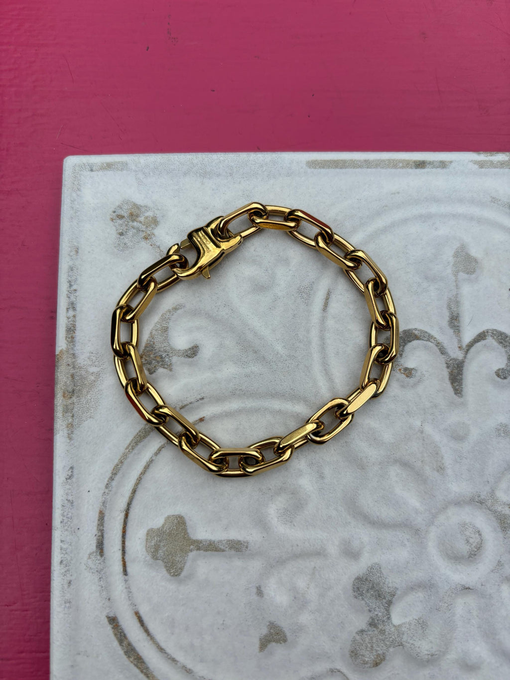 Gold Plated Sterling Silver Chain Link Bracelet