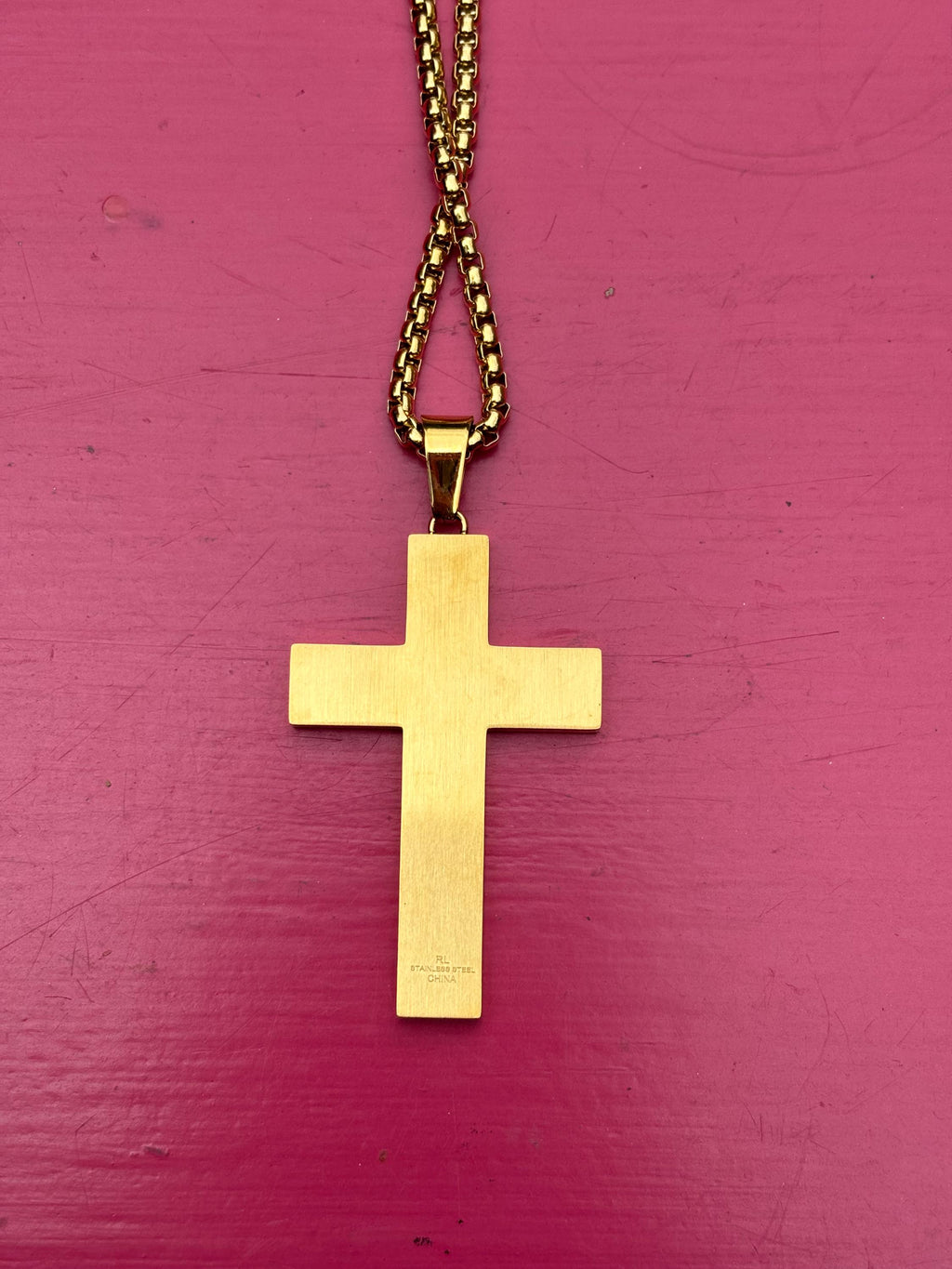 Gold-Plated Stainless Steel Cross Necklace