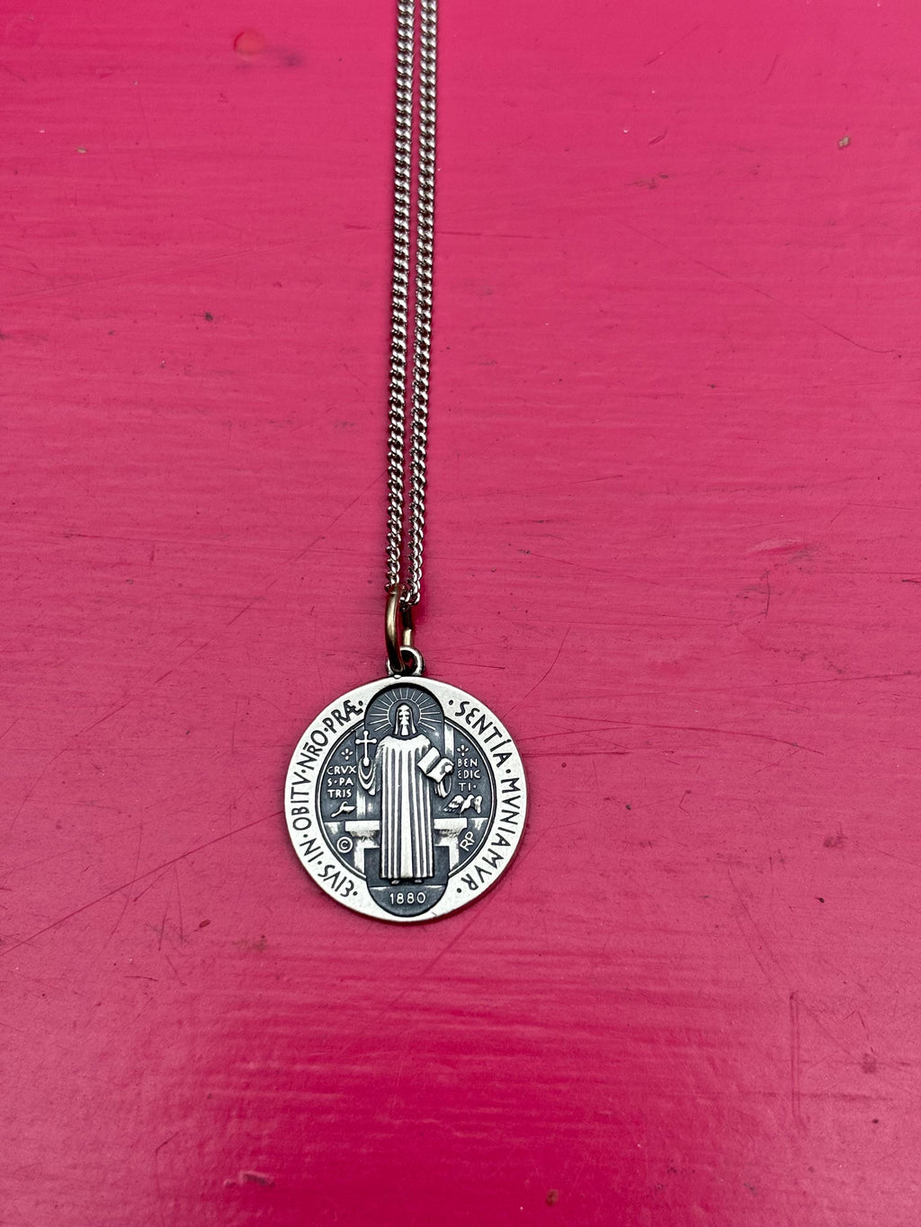 Sterling Silver St. Benedict Medal Necklace
