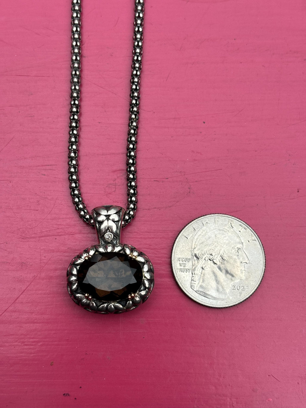 Sterling Silver Smoky Quartz Statement Necklace