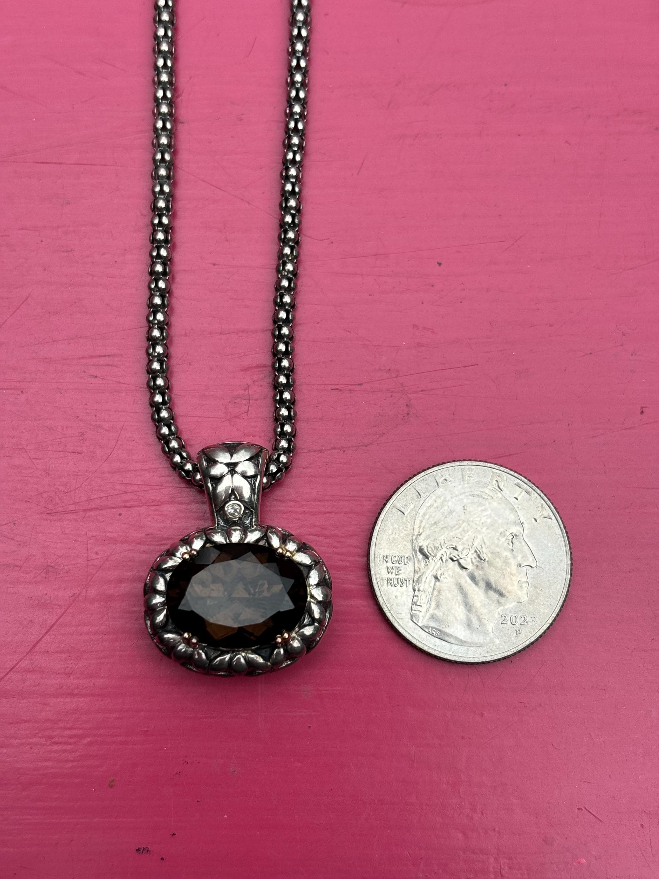Sterling Silver Smoky Quartz Statement Necklace