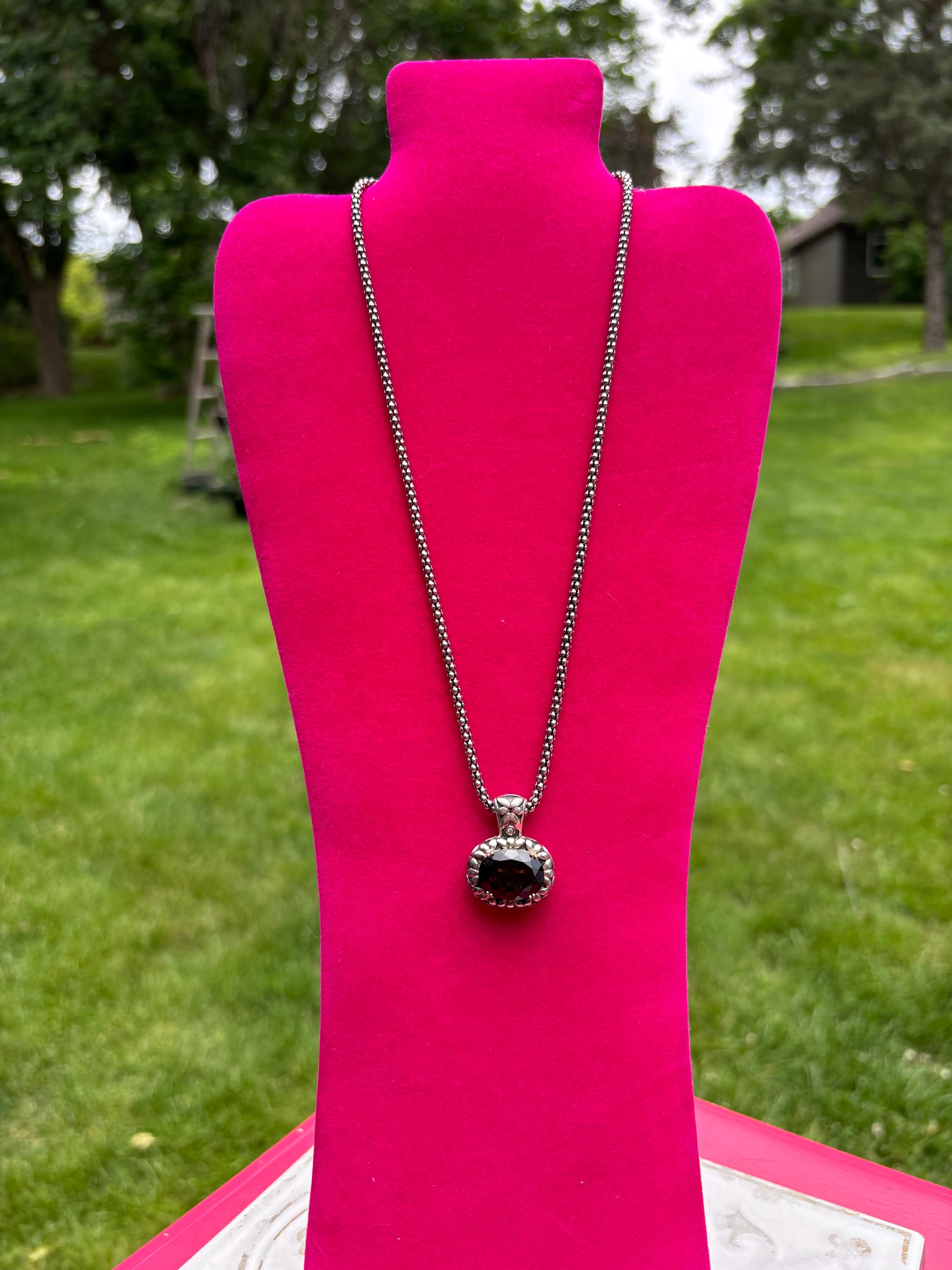 Sterling Silver Smoky Quartz Statement Necklace