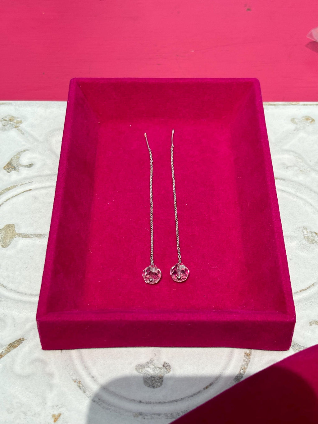 Sterling Silver Dangle Clear Charm Earrings