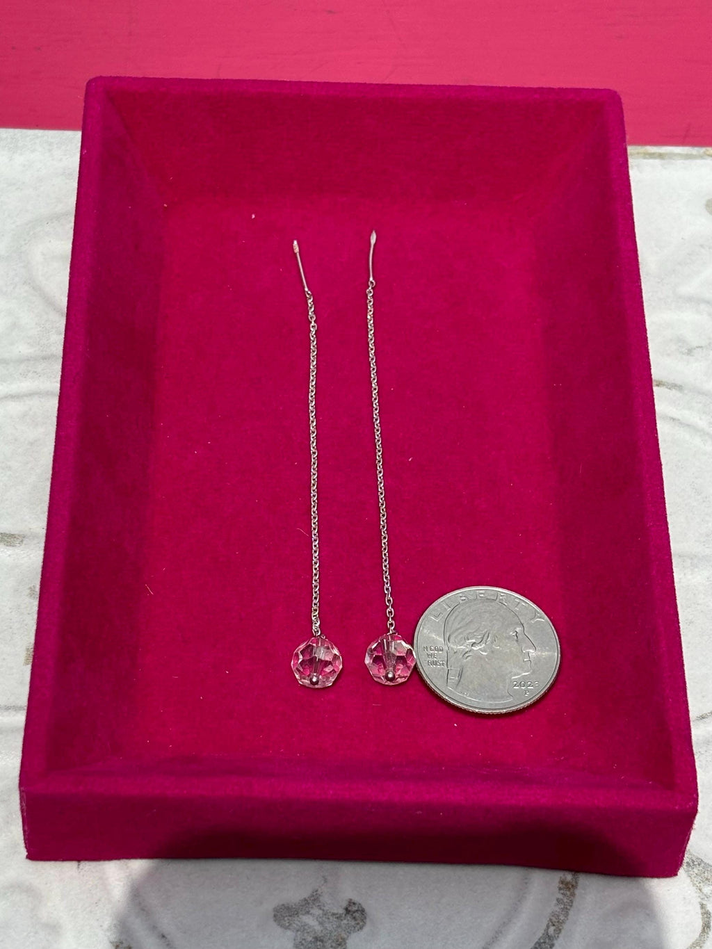 Sterling Silver Dangle Clear Charm Earrings