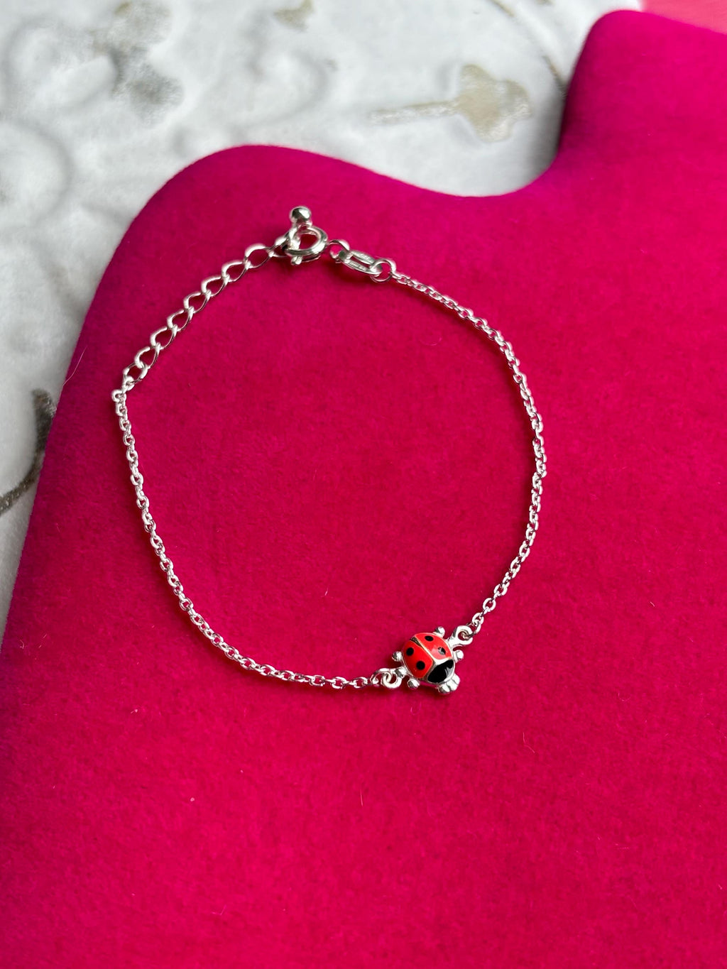 Sterling Silver Polished Ladybug Children's Bracelet