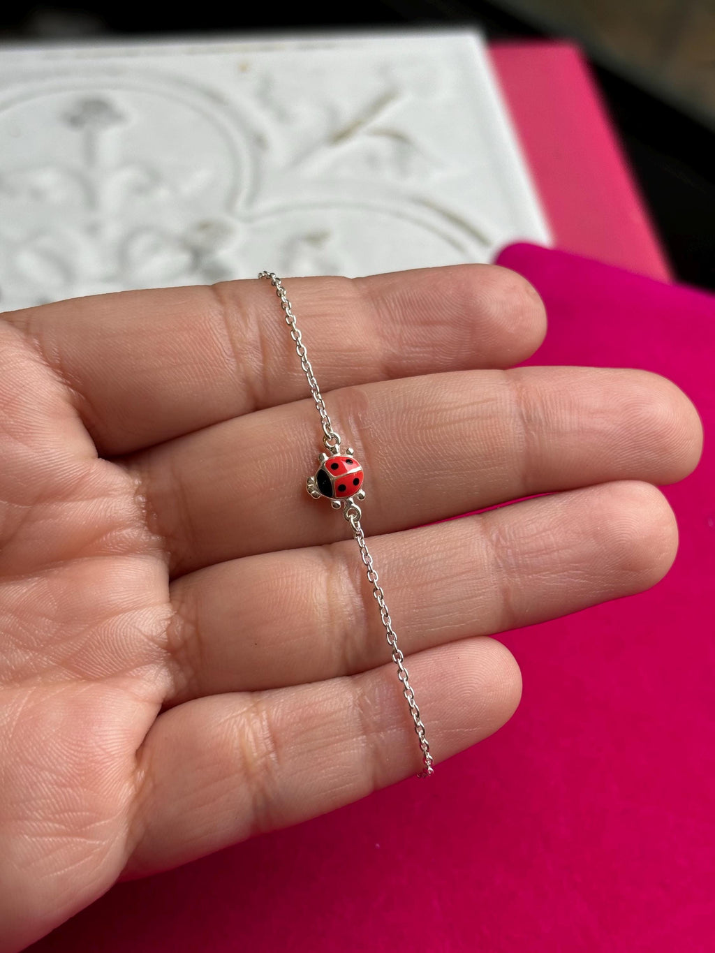 Sterling Silver Polished Ladybug Children's Bracelet