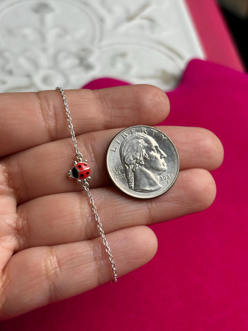 Sterling Silver Polished Ladybug Children's Bracelet