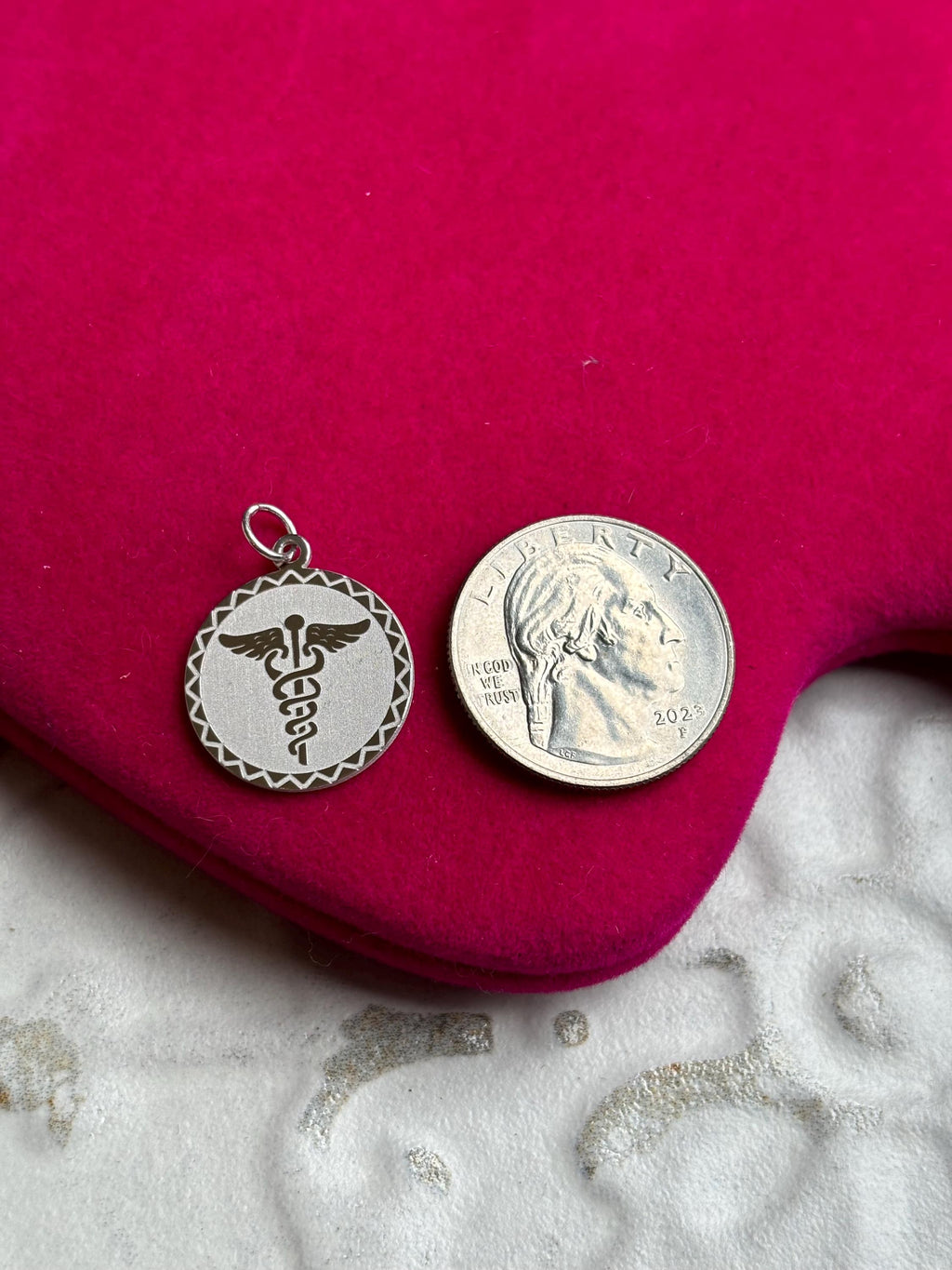 Sterling Silver Rhodium-plated Caduceus Pendant