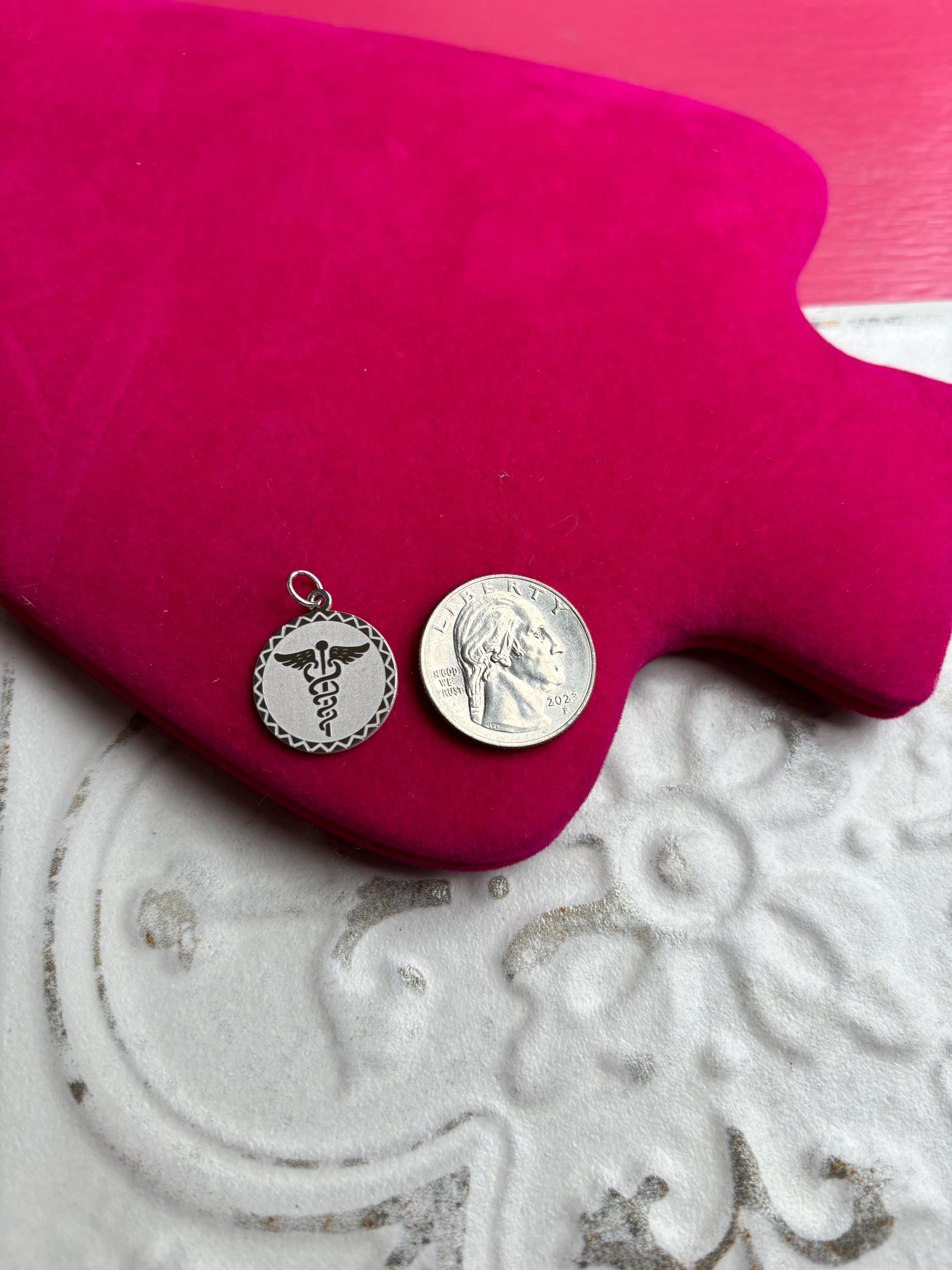 Sterling Silver Rhodium-plated Caduceus Pendant