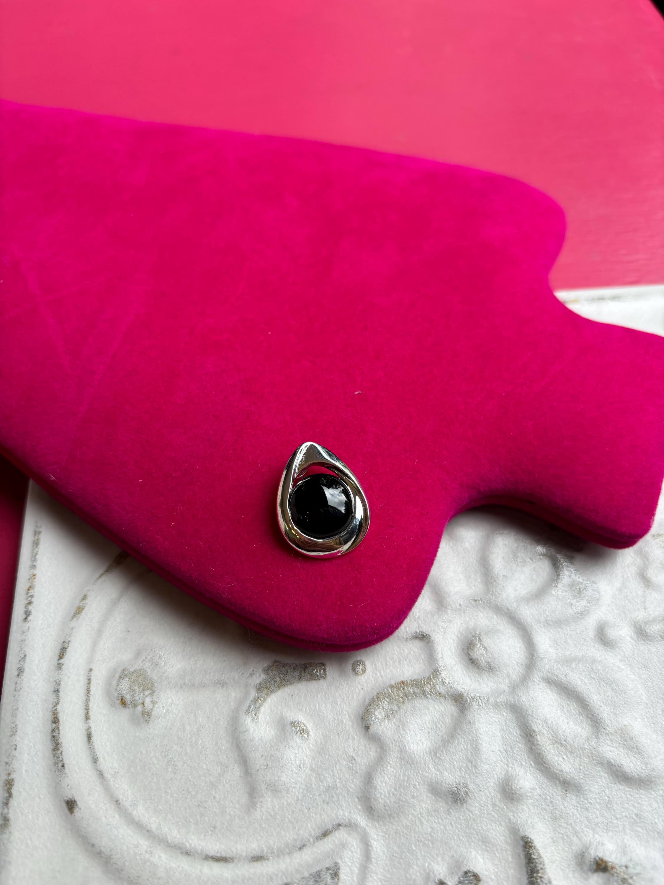 Sterling Silver Polished Onyx Teardrop Slide