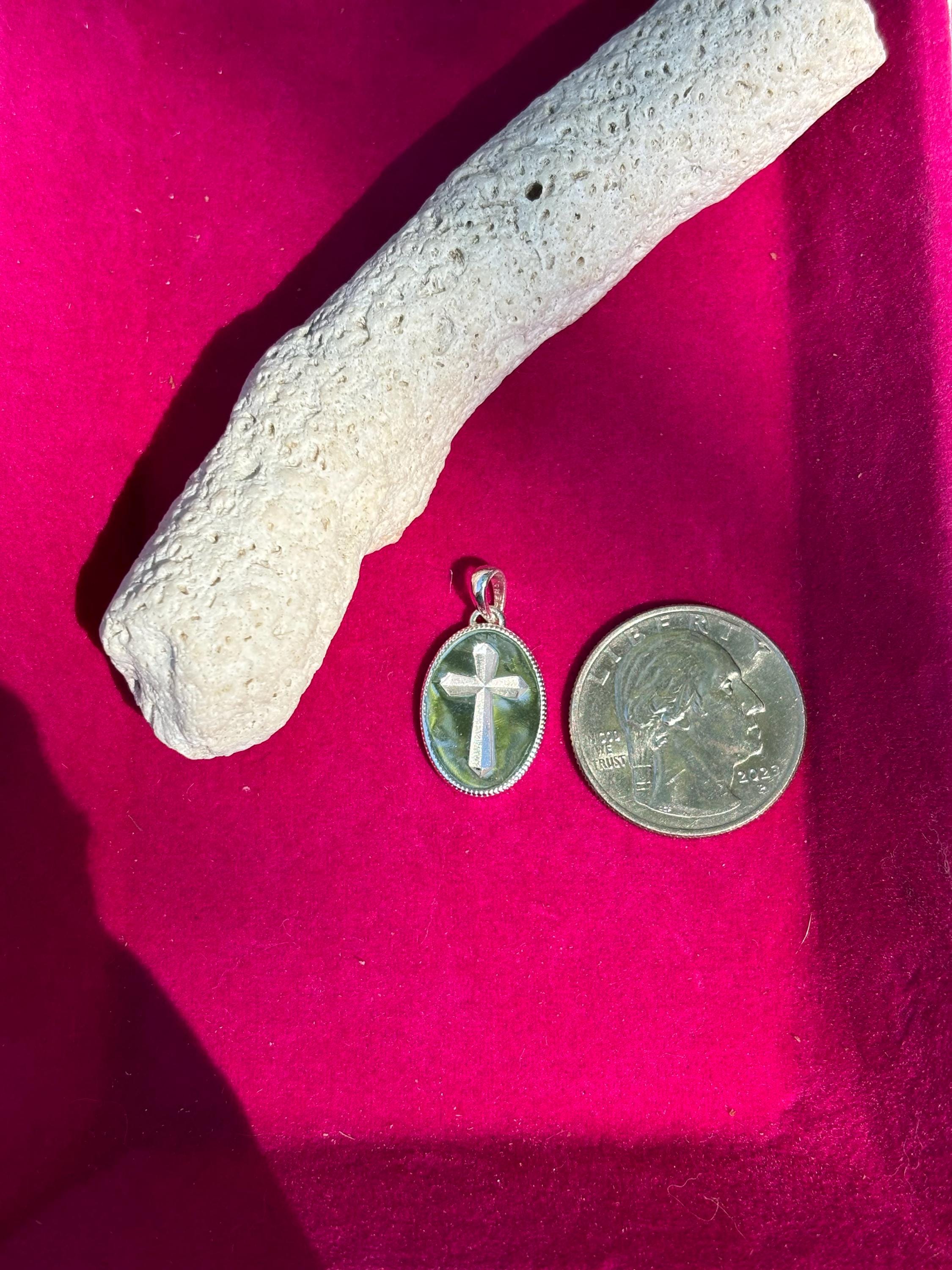 Sterling Silver Oval Cross Medal