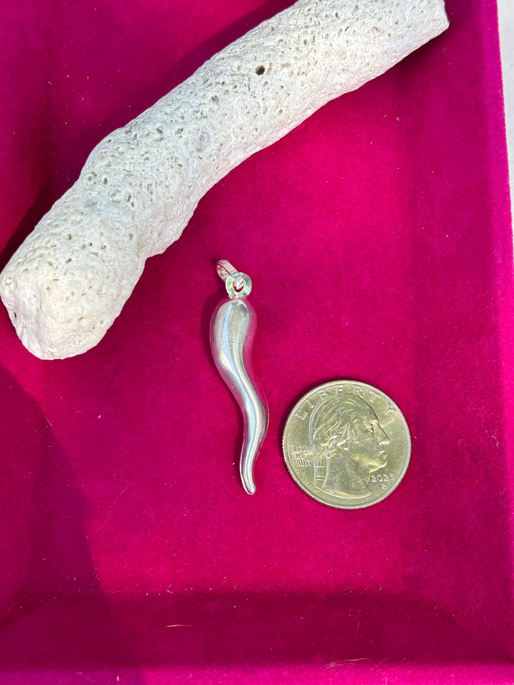 Sterling Silver Italian Horn Pendant