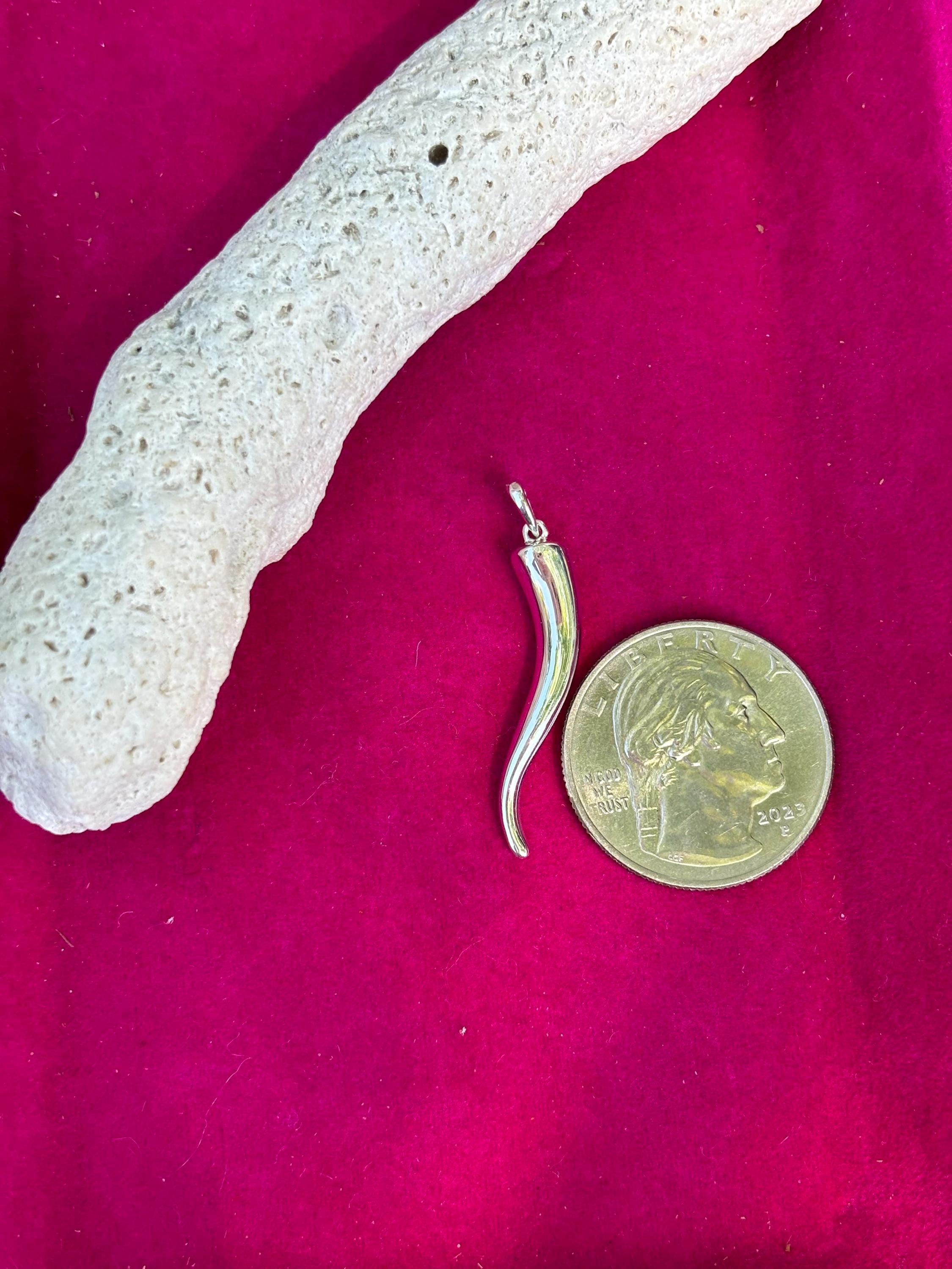 Sterling Silver Italian Horn Pendant