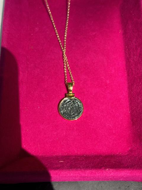 Sterling Silver Gold-tone Polished Replica Phaistos Coin Pendant