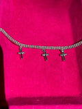 Sterling Silver Rhodium-plated Cross Choker Necklace