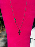 Sterling Silver Rhodium-plated 2-Cross with Necklace