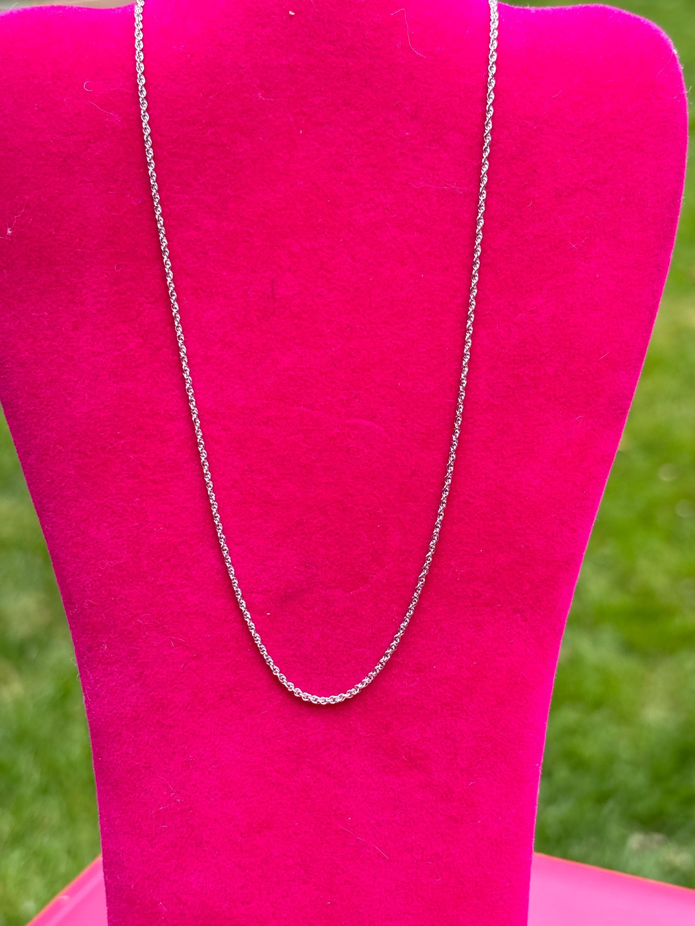 Sterling Silver Rhodium-plated 1.3mm Loose Rope Chain 14”