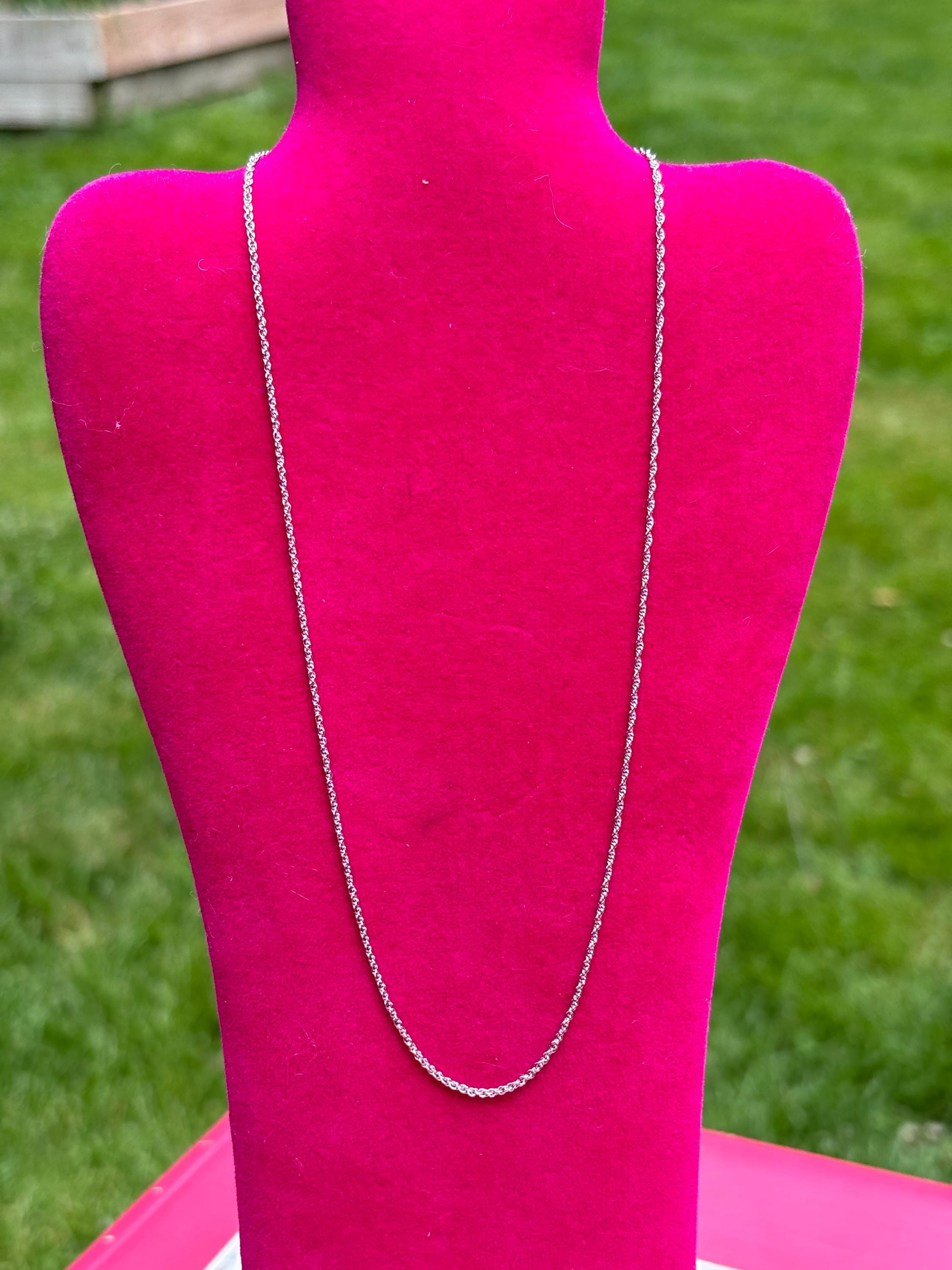 Sterling Silver Rhodium-plated 1.3mm Loose Rope Chain 16”