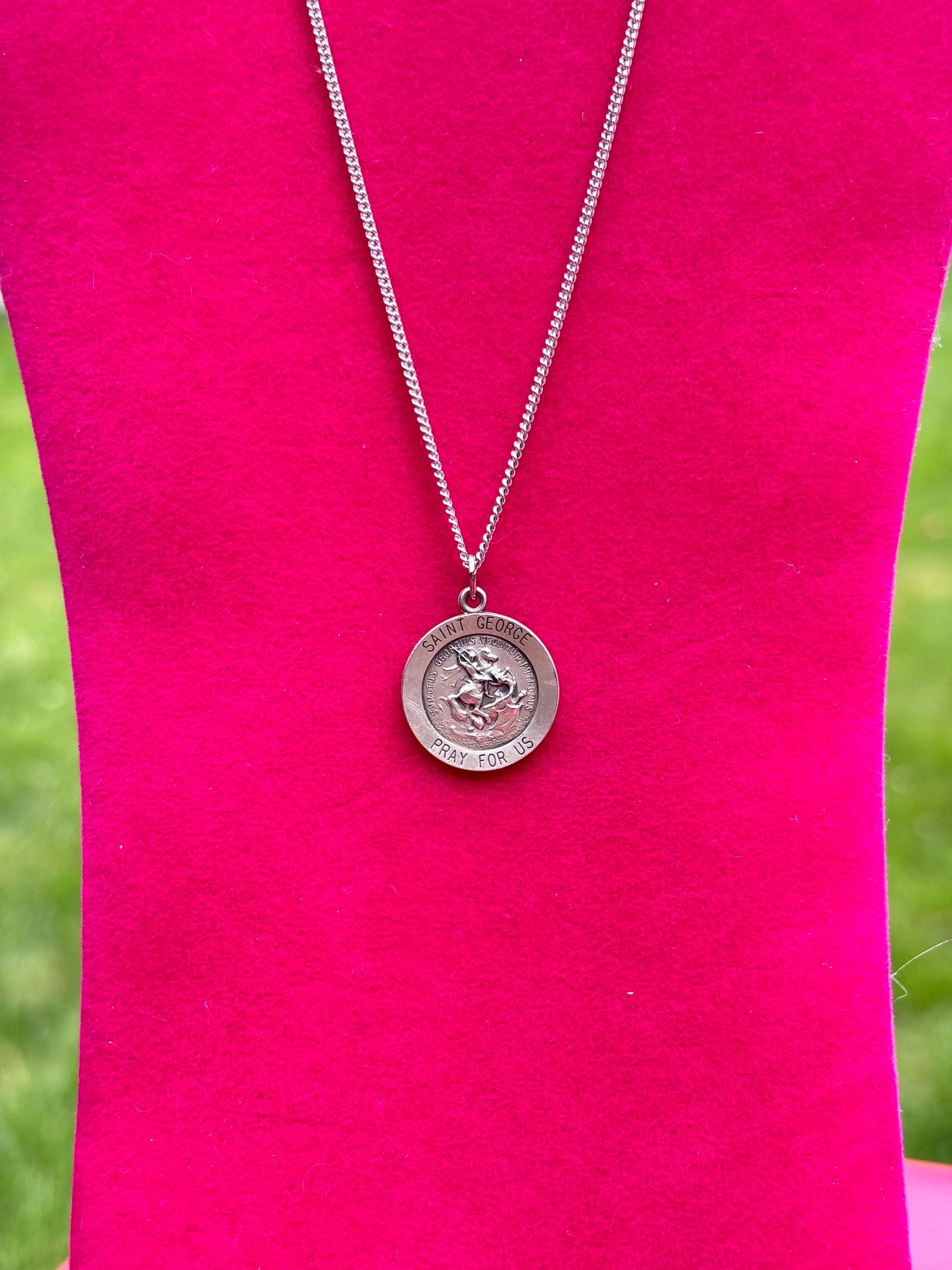Sterling Silver St. George Medal Necklace
