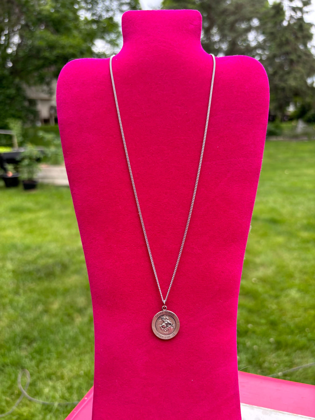 Sterling Silver St. George Medal Necklace