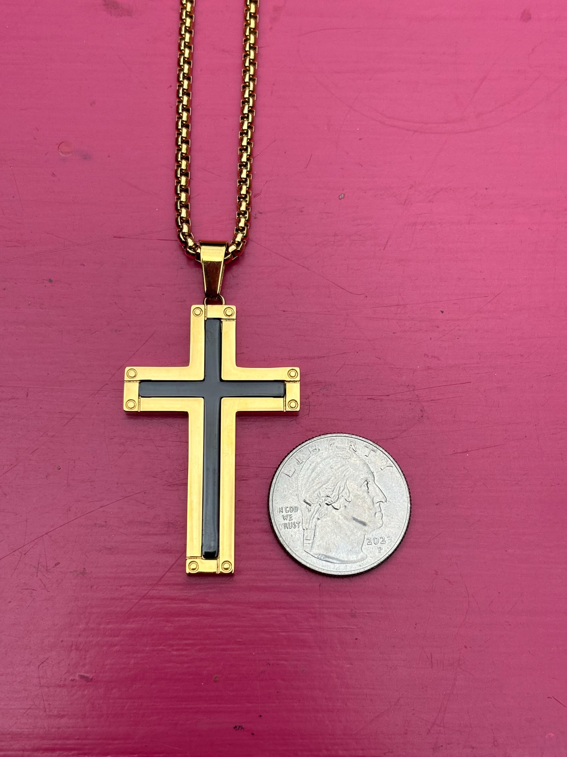 Gold-Plated Stainless Steel Cross Necklace
