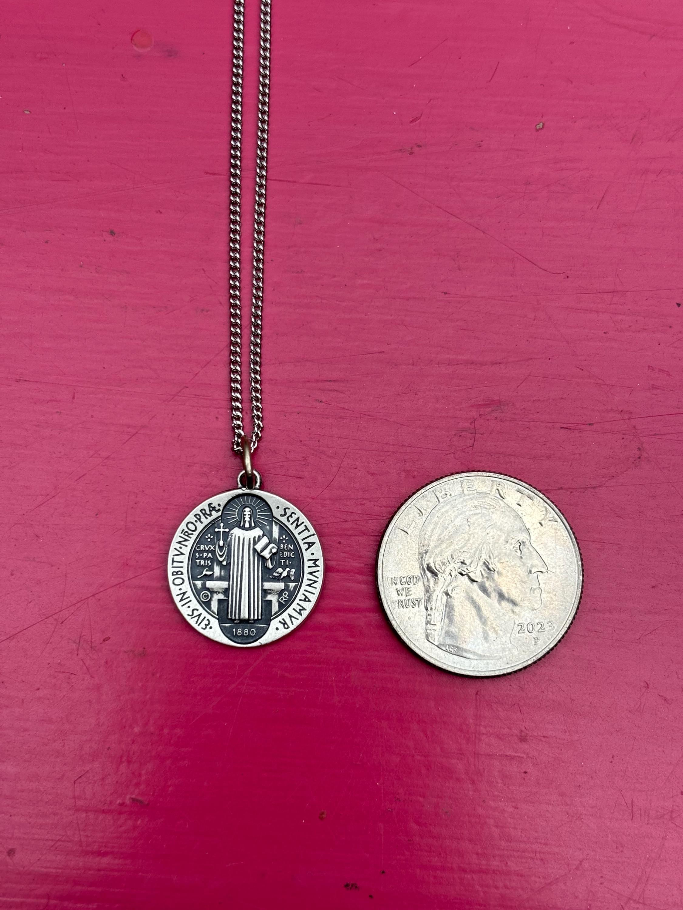 Sterling Silver St. Benedict Medal Necklace
