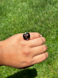 Sterling Silver Checker-Cut Smoky Quartz and Diamond Ring