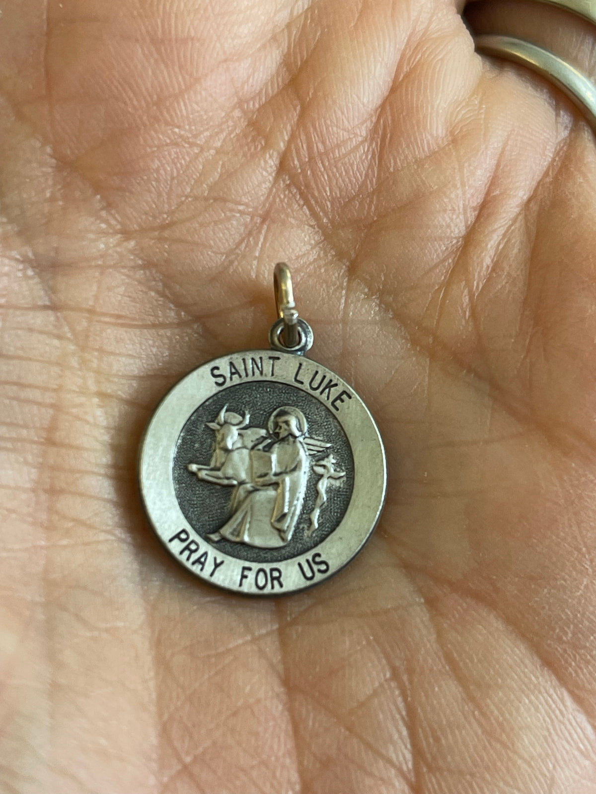 Sterling Silver 18 mm St. Luke Medal