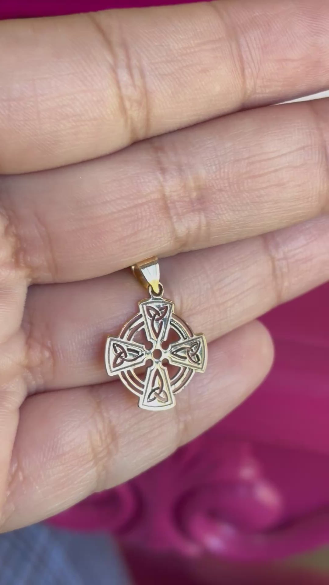 14K Celtic Cross Charm