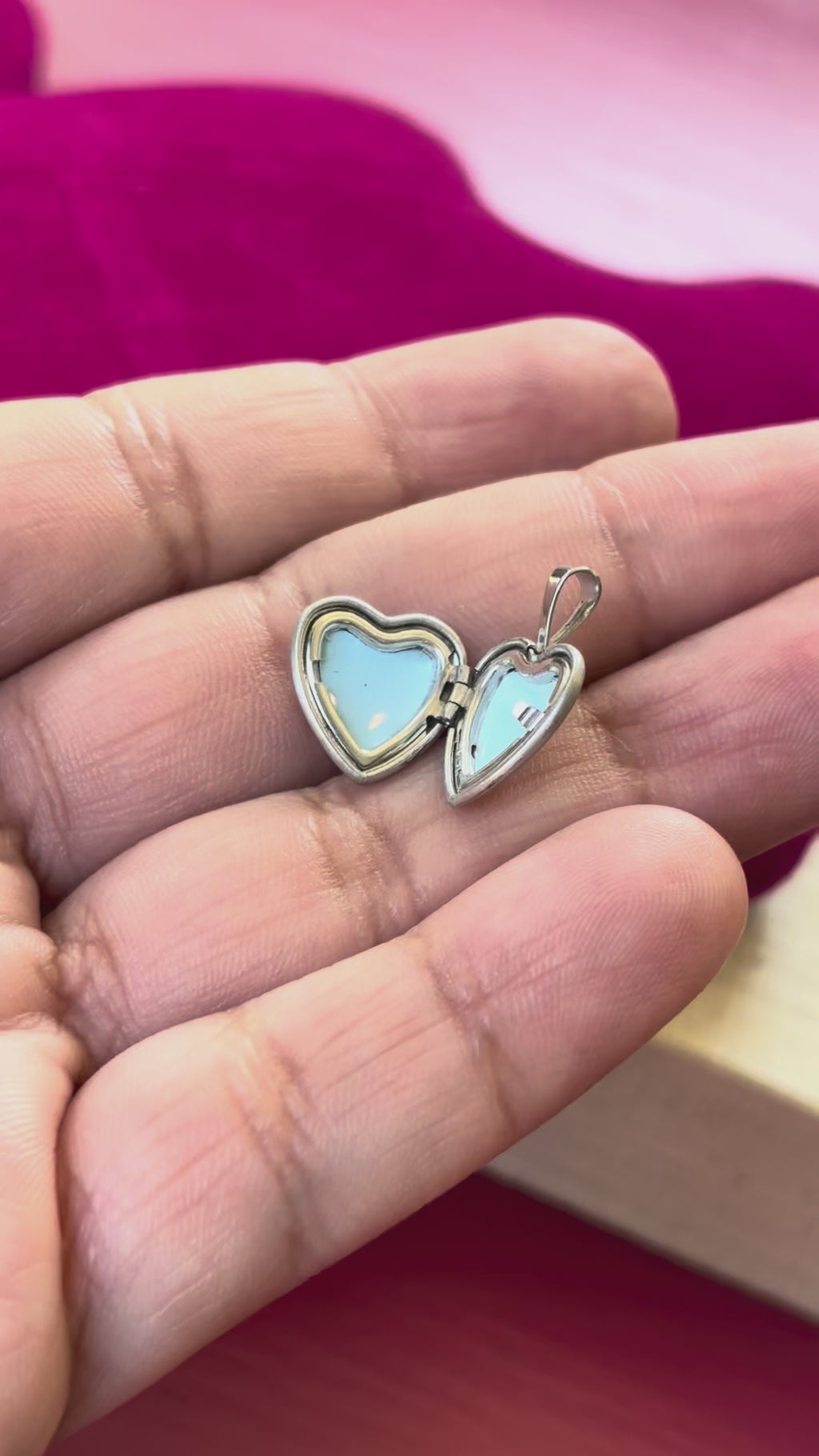 Sterling Silver Rhodium and Gold-plated and Diamond Angel 12mm Heart Locket