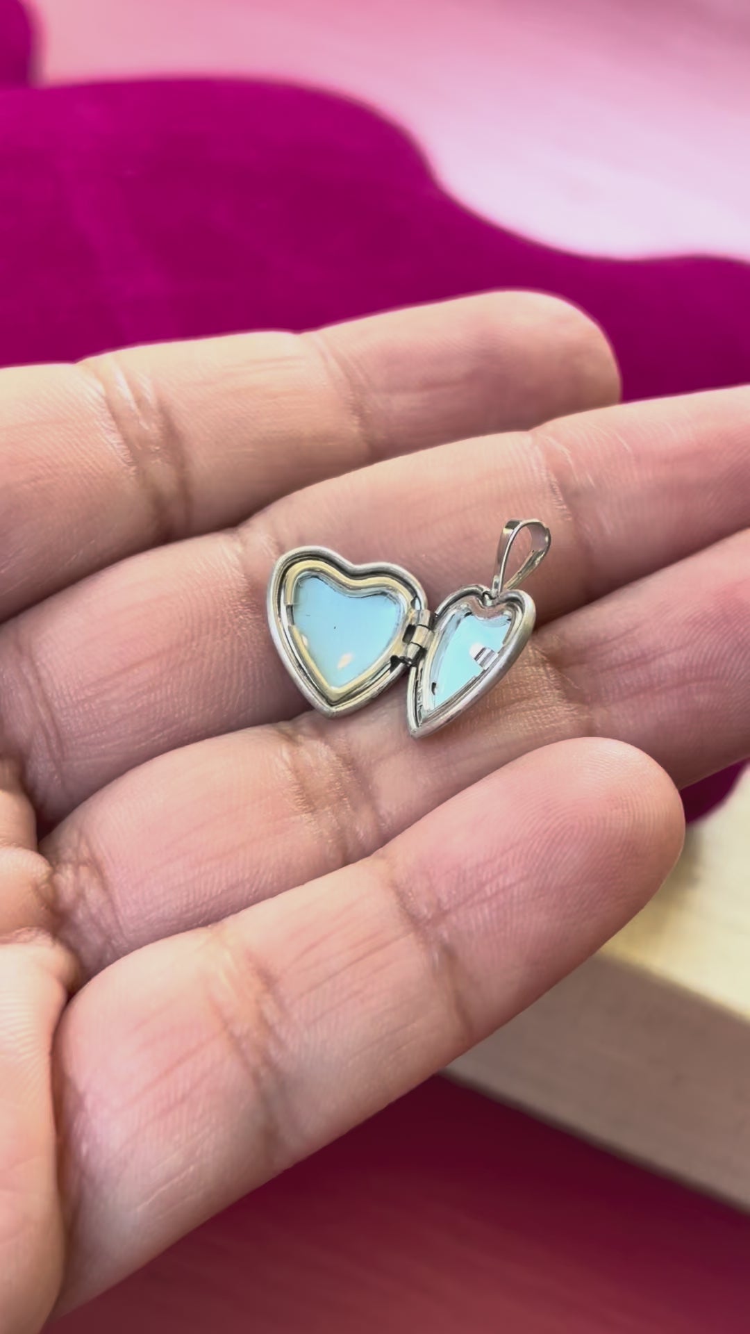 Sterling Silver Rhodium and Gold-plated and Diamond Angel 12mm Heart Locket