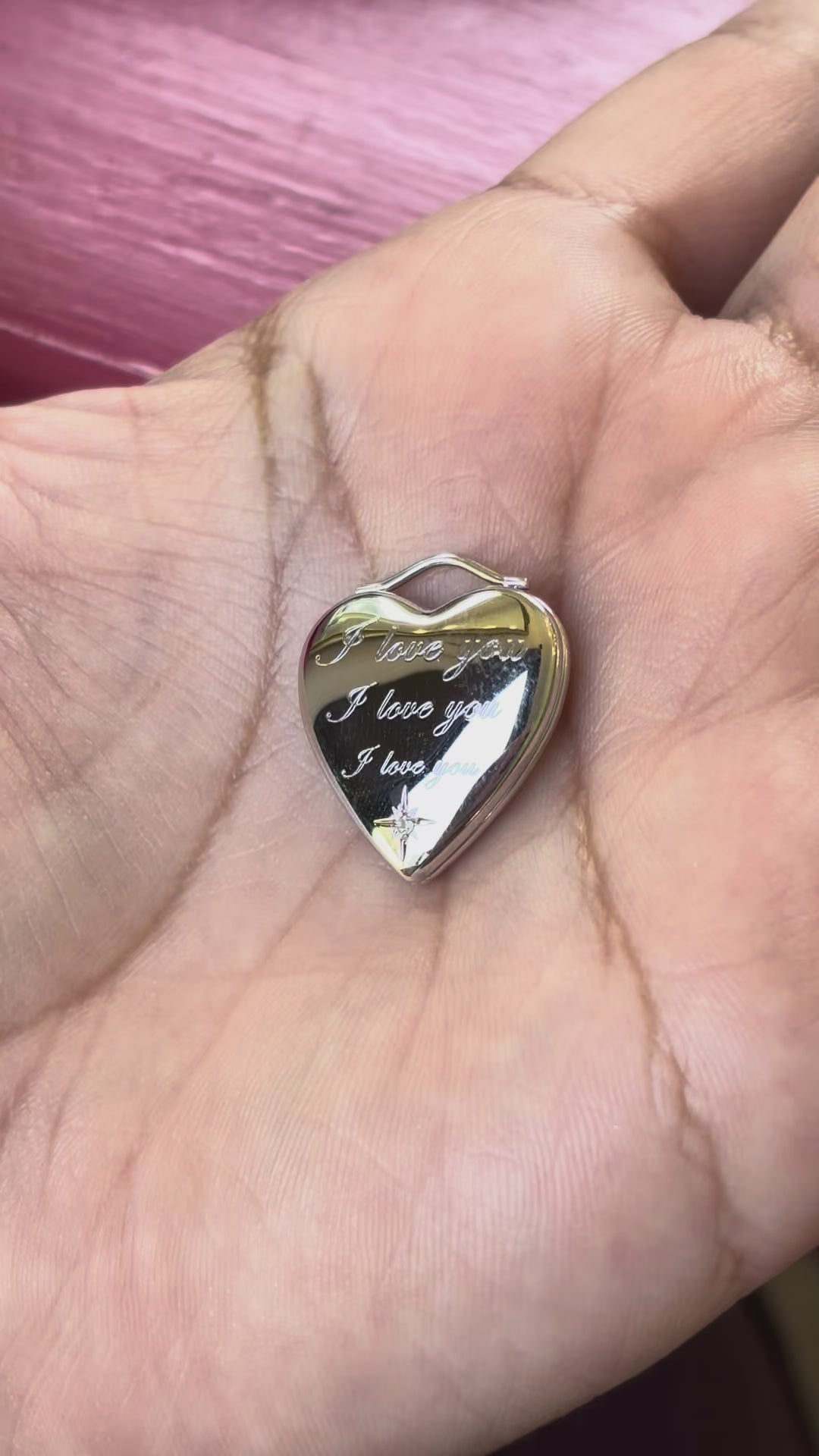 Sterling Silver Polished Diamond I Love You Heart Locket
