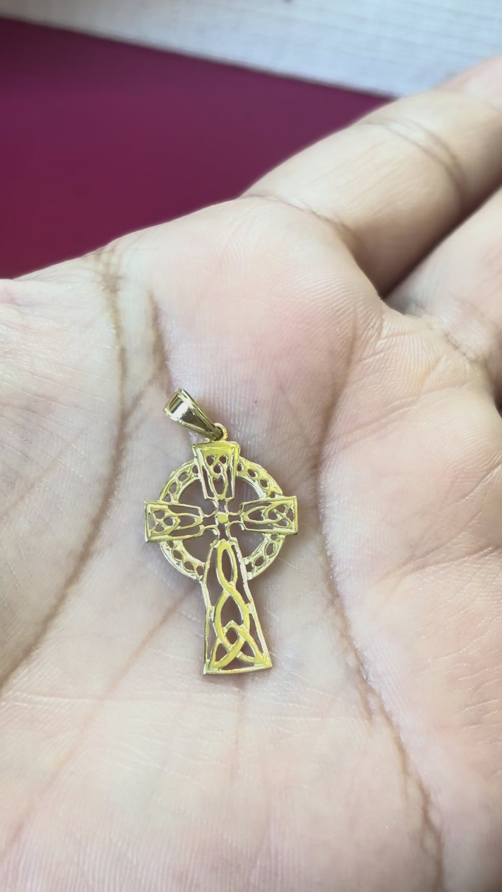 10K Polished Celtic Cross Pendant