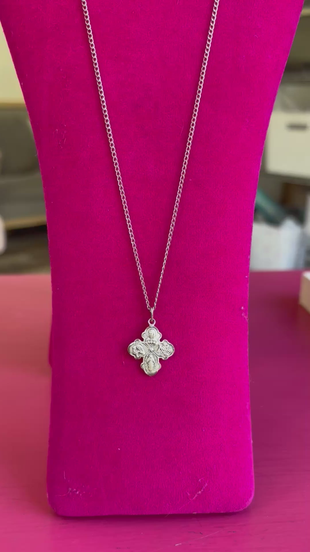 Sterling Silver 21x17.2 mm Four-Way Cross 18" Necklace