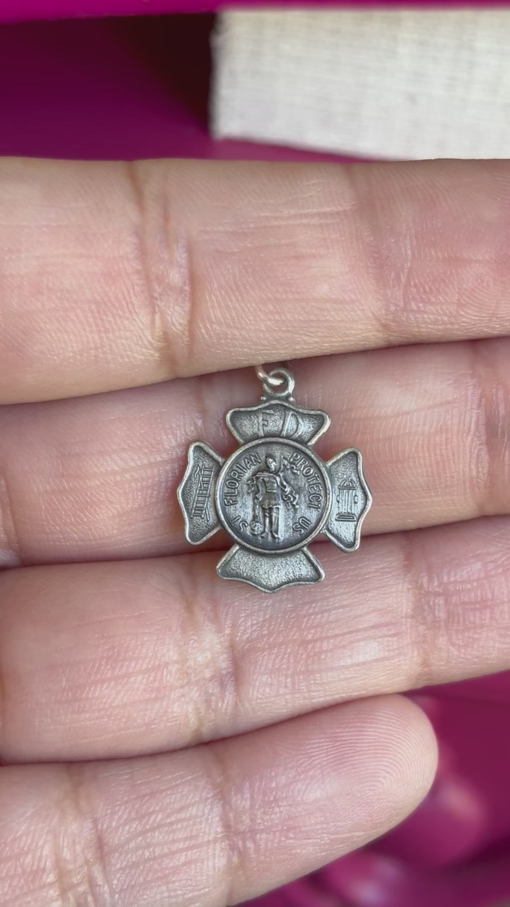 Sterling Silver 25 mm St. Florian Medal Pendant