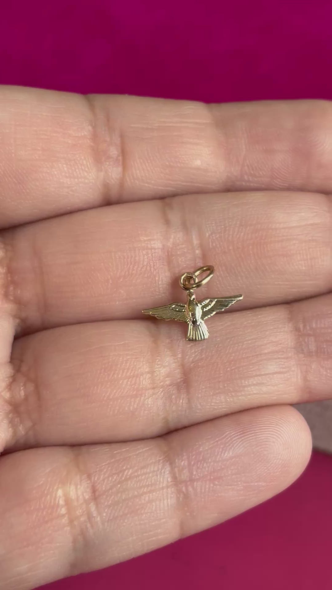 14K Yellow Gold 14x10 mm Dove Pendant