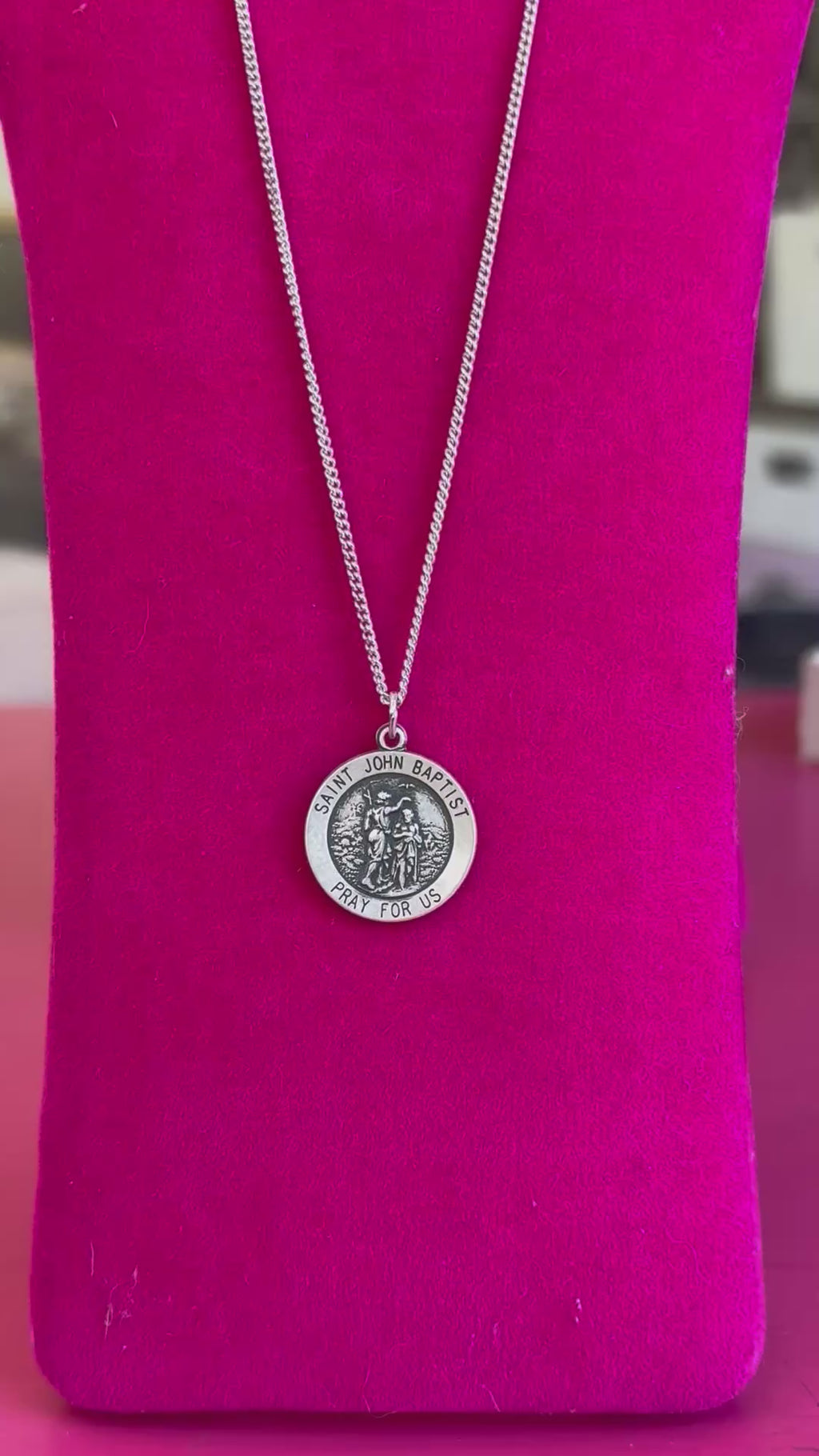 St. John the Baptist Sterling Silver Rhodium Plated 18” Necklace
